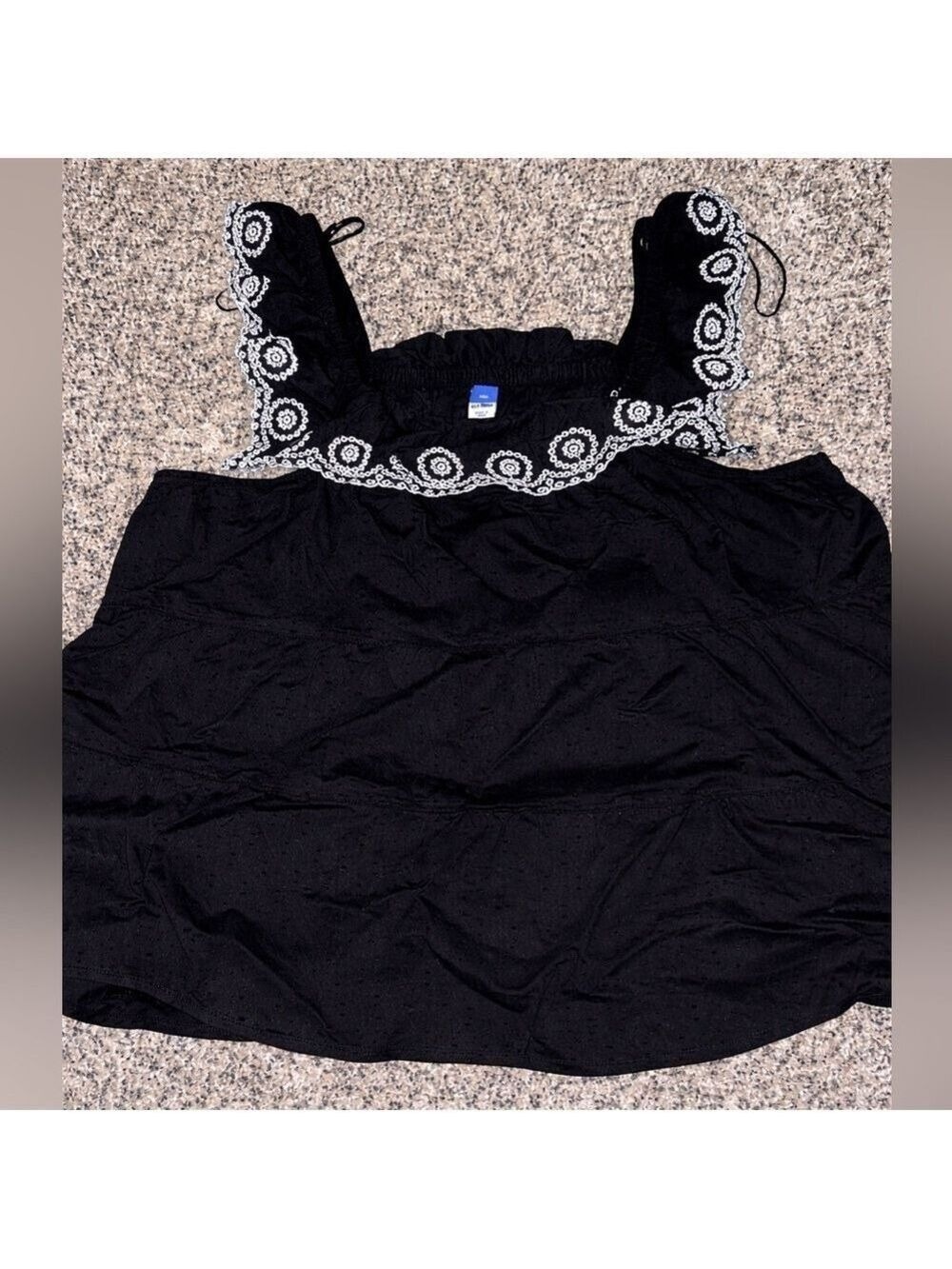 Old Navy Black Eyelet Lace Tank Top Size XXL Boho